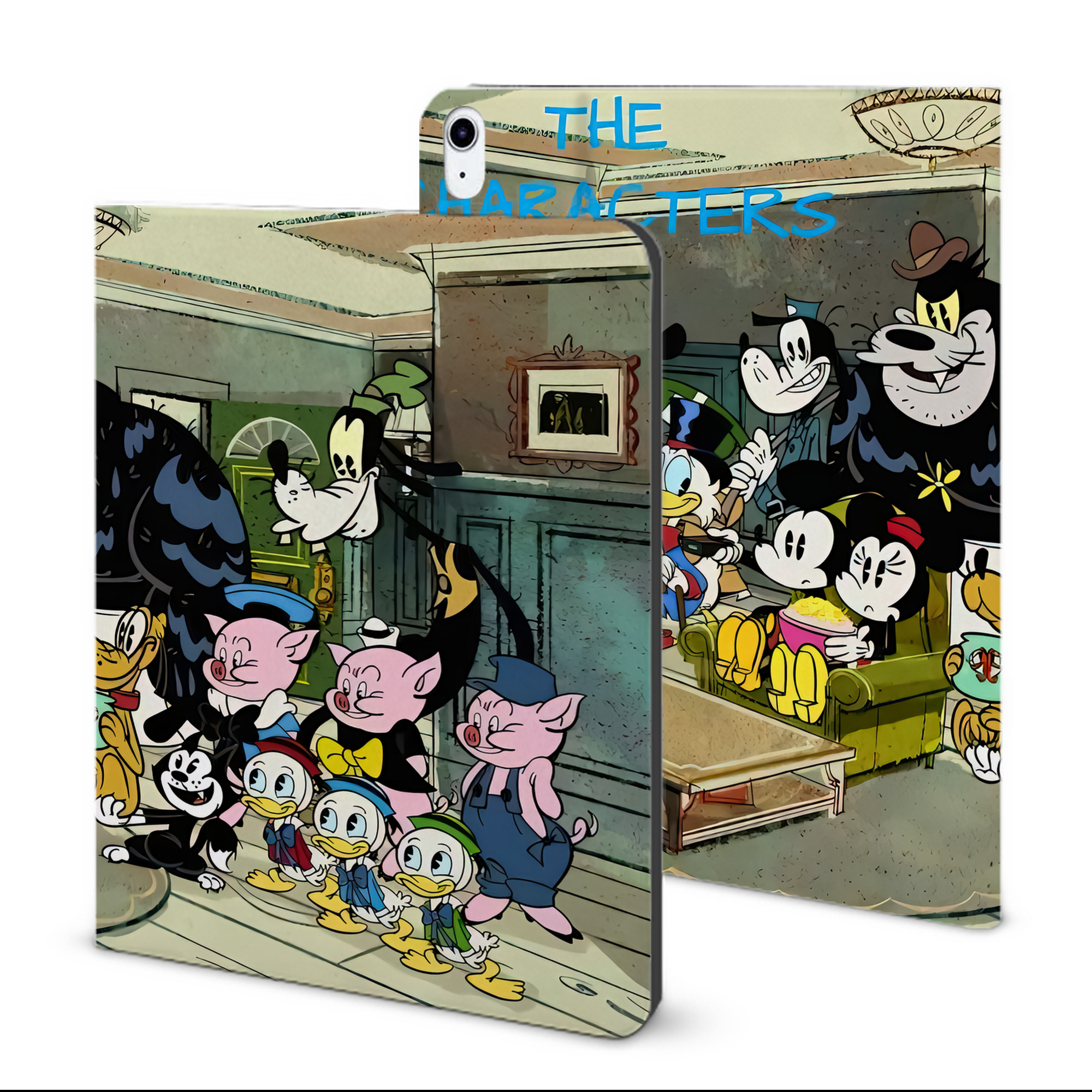 （画像用） ミッキーマウス Mickey Mouse IPad ケース ブック型 PUレザー TPU 耐衝撃 軽量 薄型 ペン収納なし 全面保護 IPad 各モデル対応